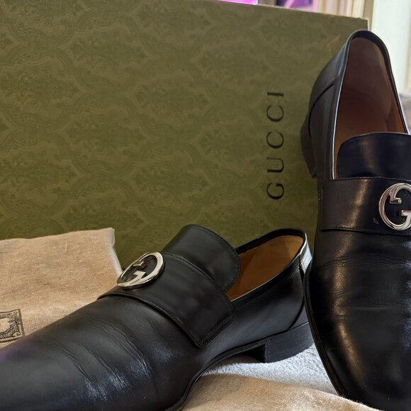 Men\'s Gucci Leather Loafer with Silver GG logo accent main image 4